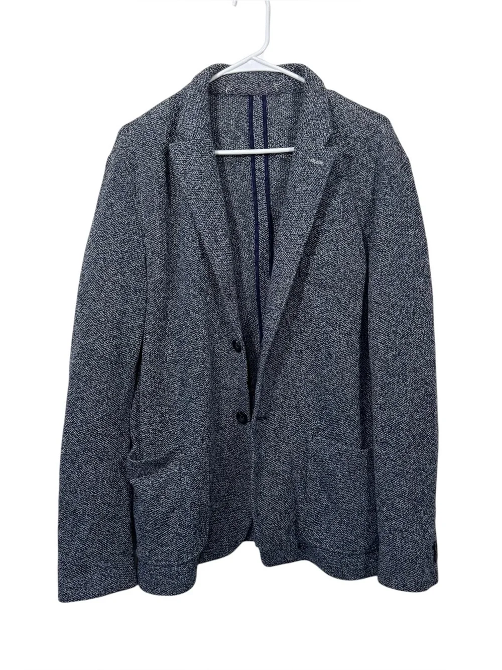 Zara Man Navy Textured Comfort Knit Blazer Sports Coat